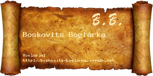 Boskovits Boglárka névjegykártya